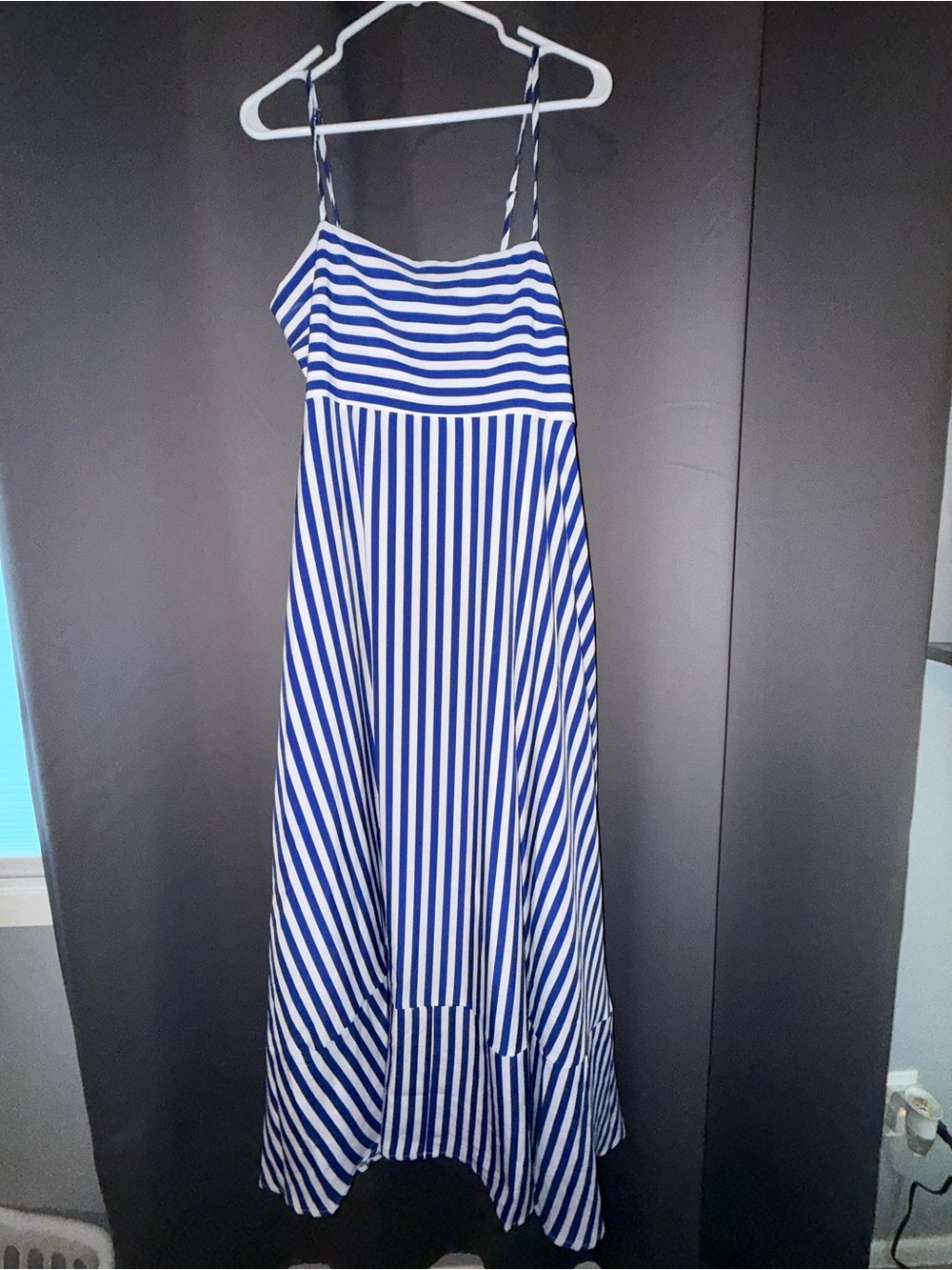 Cupshe Blue and White Striped Spaghetti Strap Maxi Dress